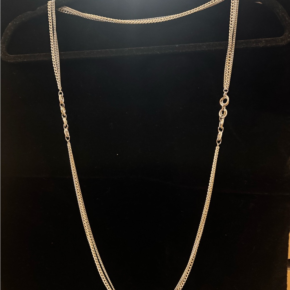 Vintage 3 Strand Silver-toned Chain Necklace